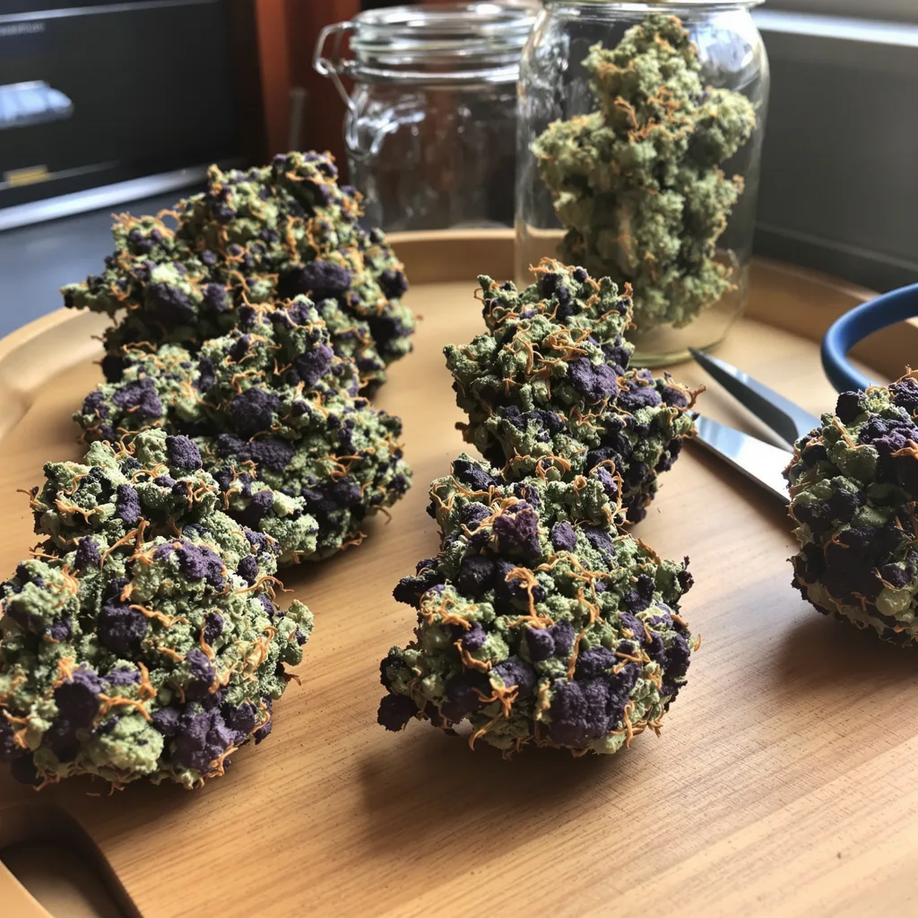 3X Crazy 82% indica / 18% sativa flower with visible trichomes