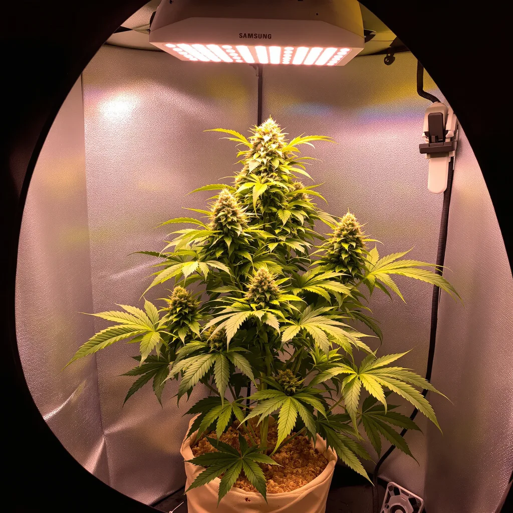 5th Element 79% indica / 21% sativa flower with visible trichomes