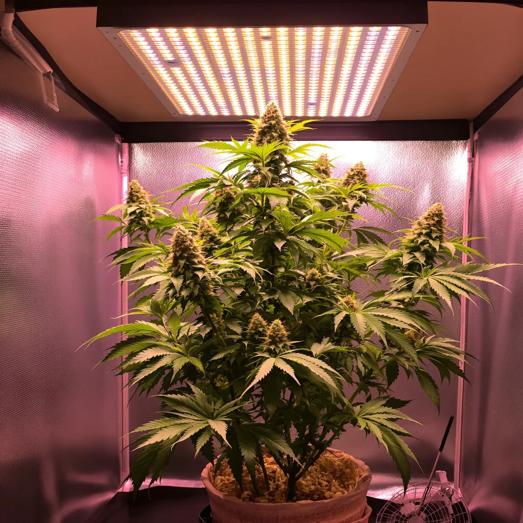 9 Pound Hammer 66% indica / 34% sativa flower with visible trichomes
