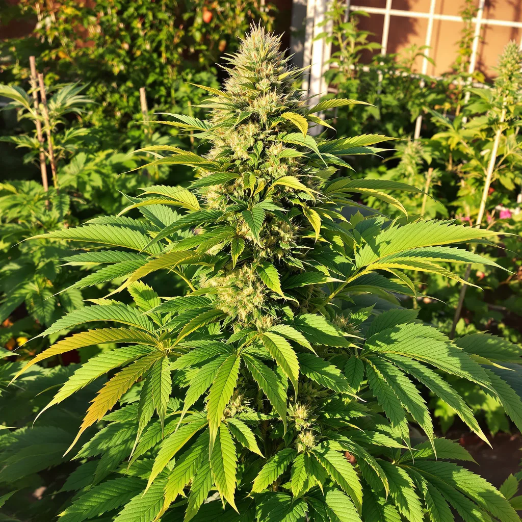 9 Pound Hammer 66% indica / 34% sativa flower with visible trichomes