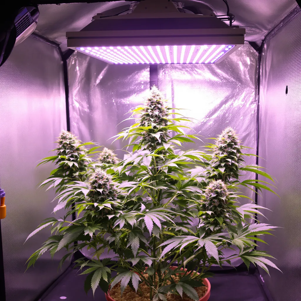 A-10 70% indica / 20% sativa flower with visible trichomes