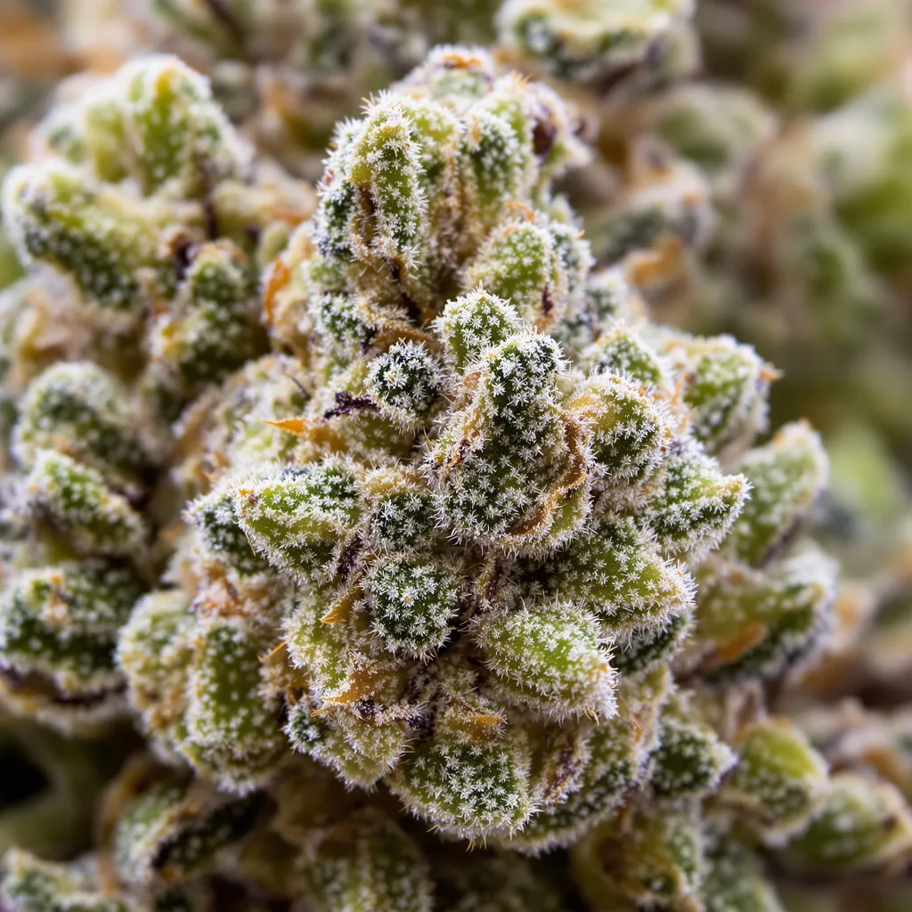Aberdeen cannabis bud close-up showing open-bud structure with orange pistils