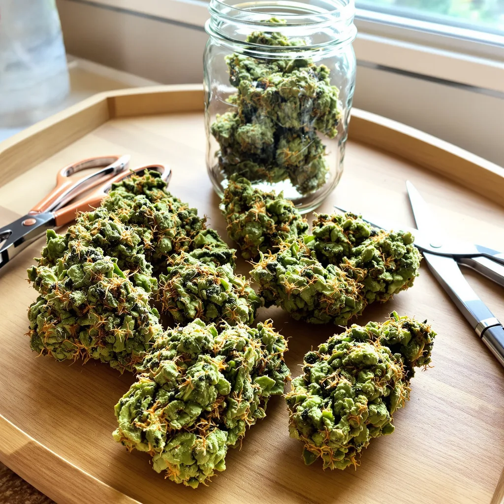 Acapulco Gold 20% indica / 70% sativa flower with visible trichomes