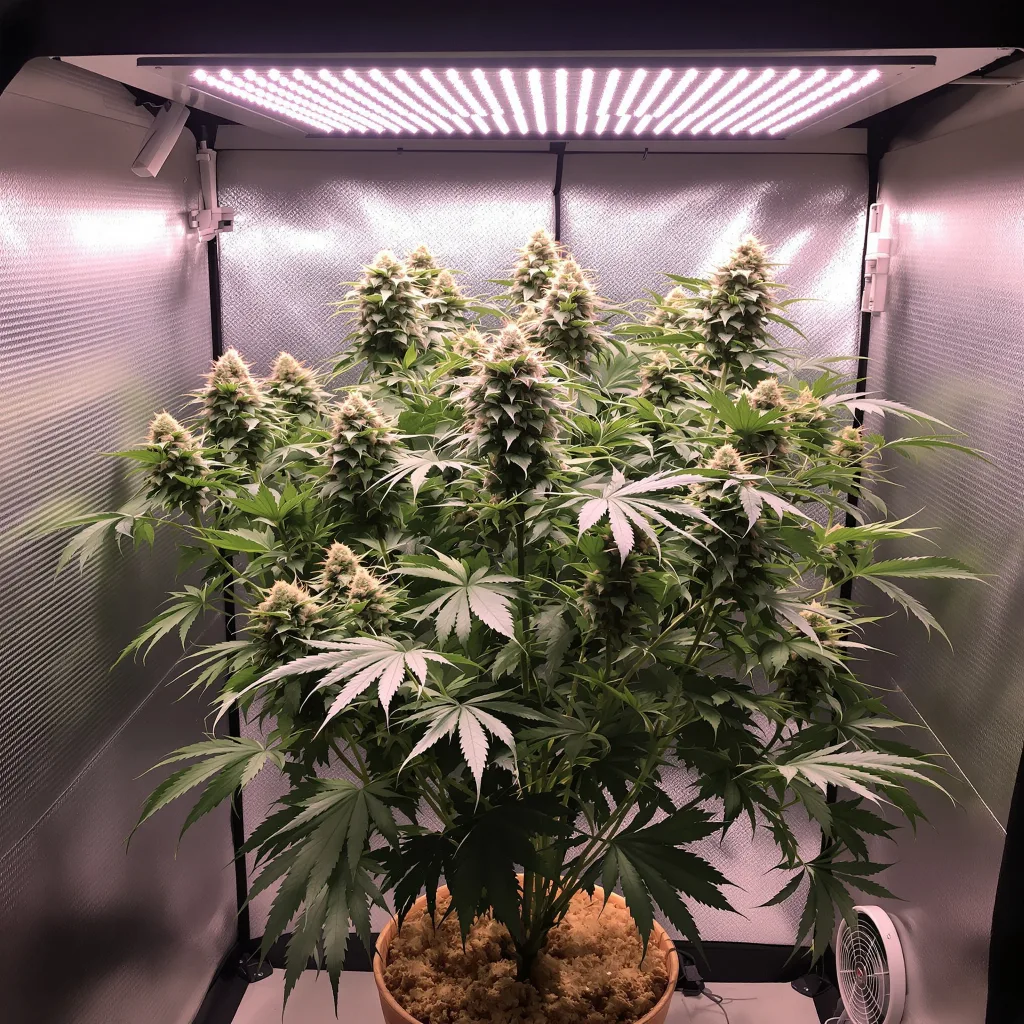Ace of Spades 66% indica / 34% sativa flower with visible trichomes