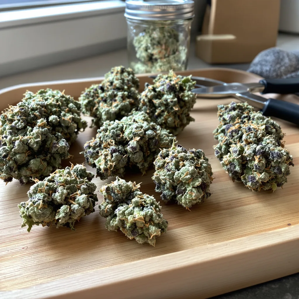 Afcrack 59% indica / 41% sativa flower with visible trichomes