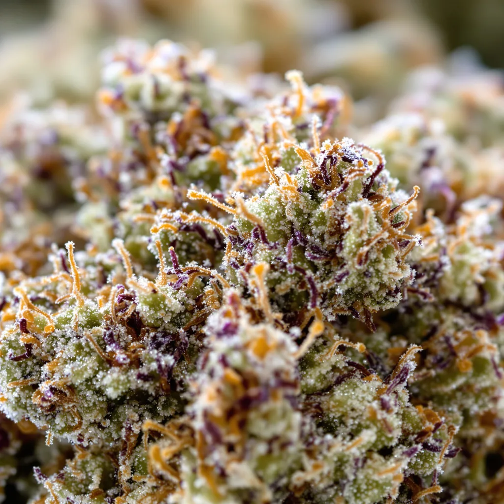 Afcrack cannabis bud close-up showing balanced bud structure with frosted trichomes
