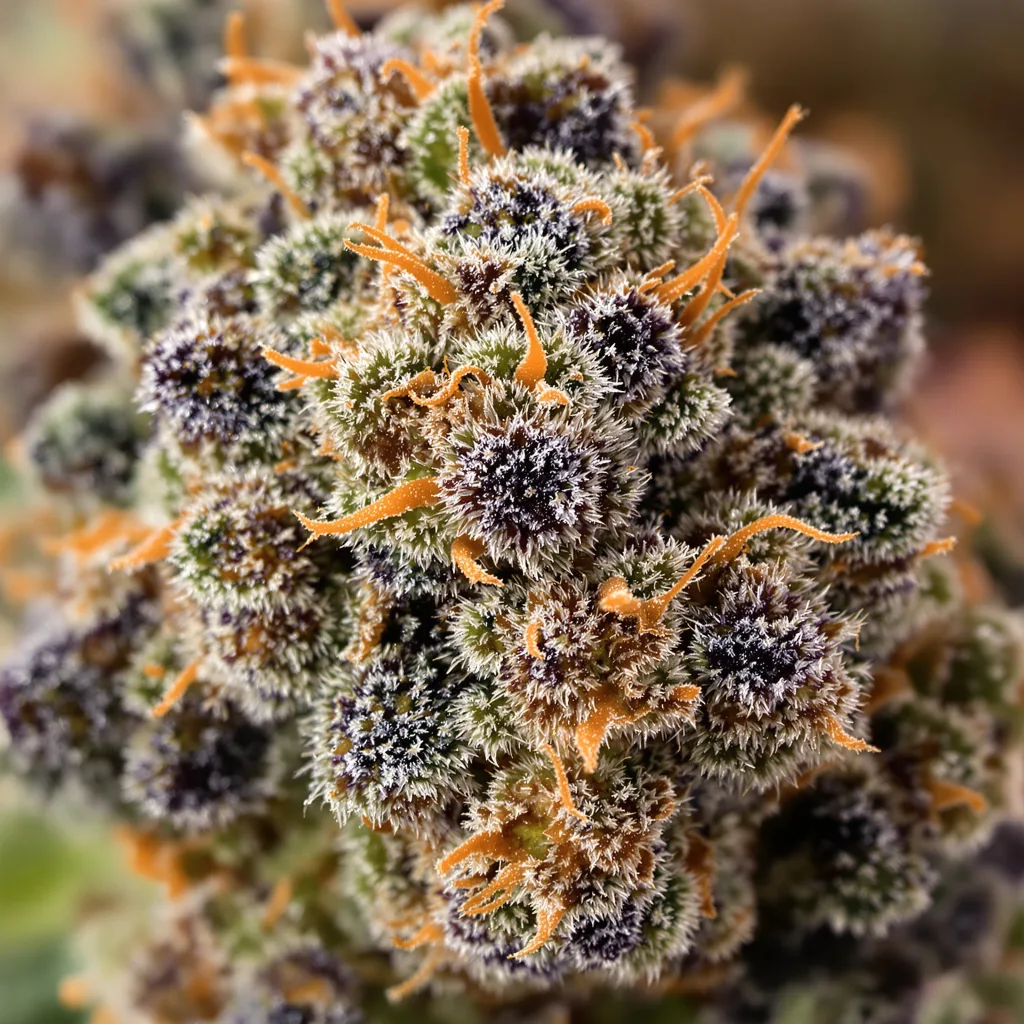 Afghan cannabis bud close-up showing dense purple-tinged calyxes