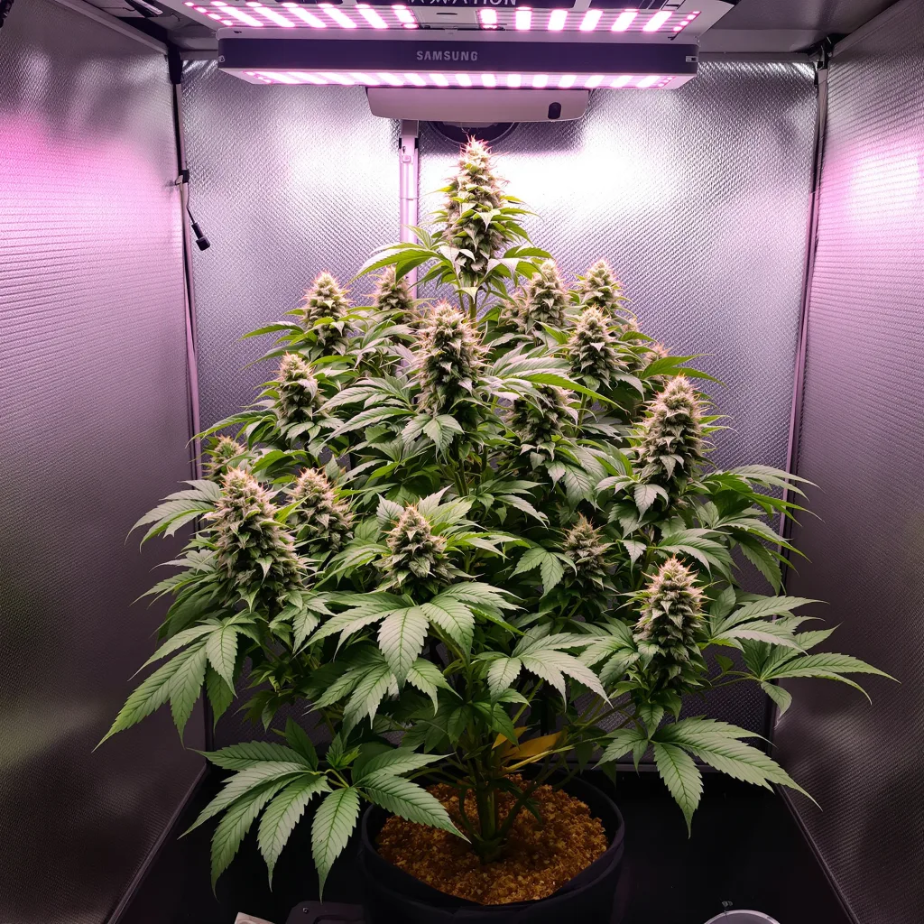 Afghan Hawaiian 68% indica / 32% sativa flower with visible trichomes