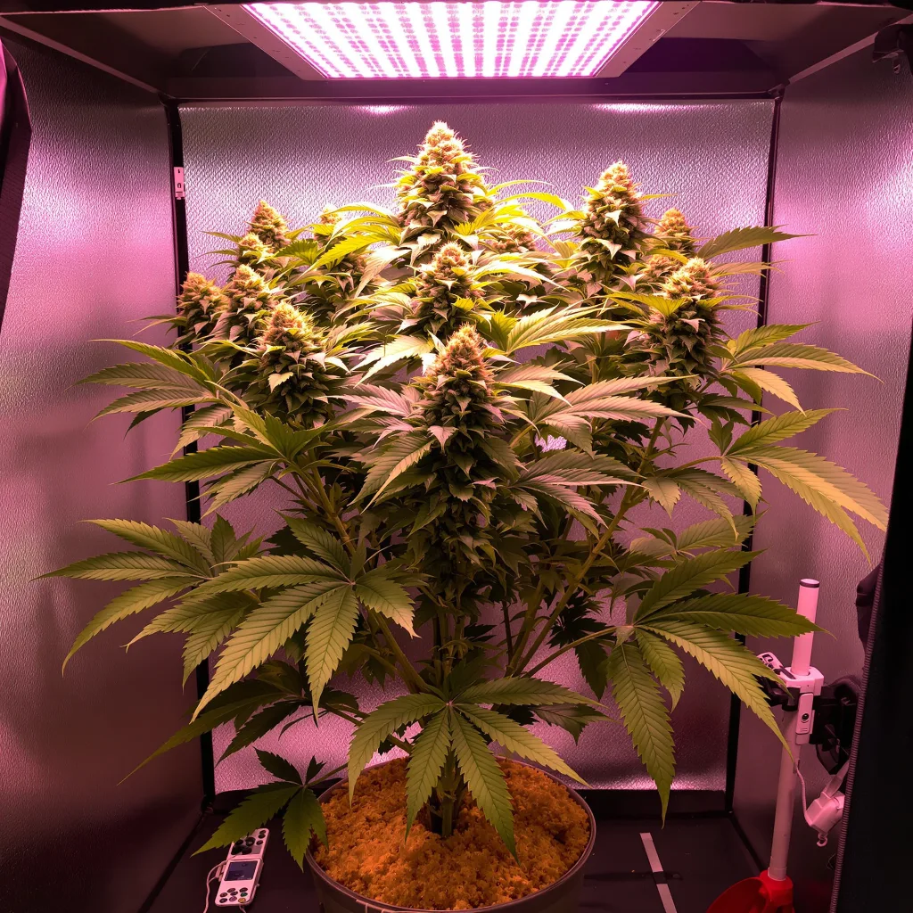 Afghani 70% indica / 30% sativa flower with visible trichomes