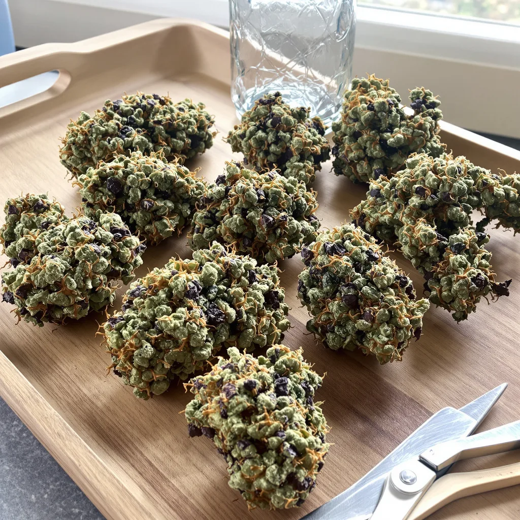 Afgooey 65% indica / 35% sativa flower with visible trichomes