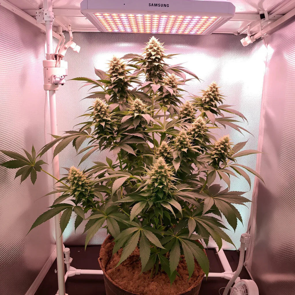 Afgooey 65% indica / 35% sativa flower with visible trichomes