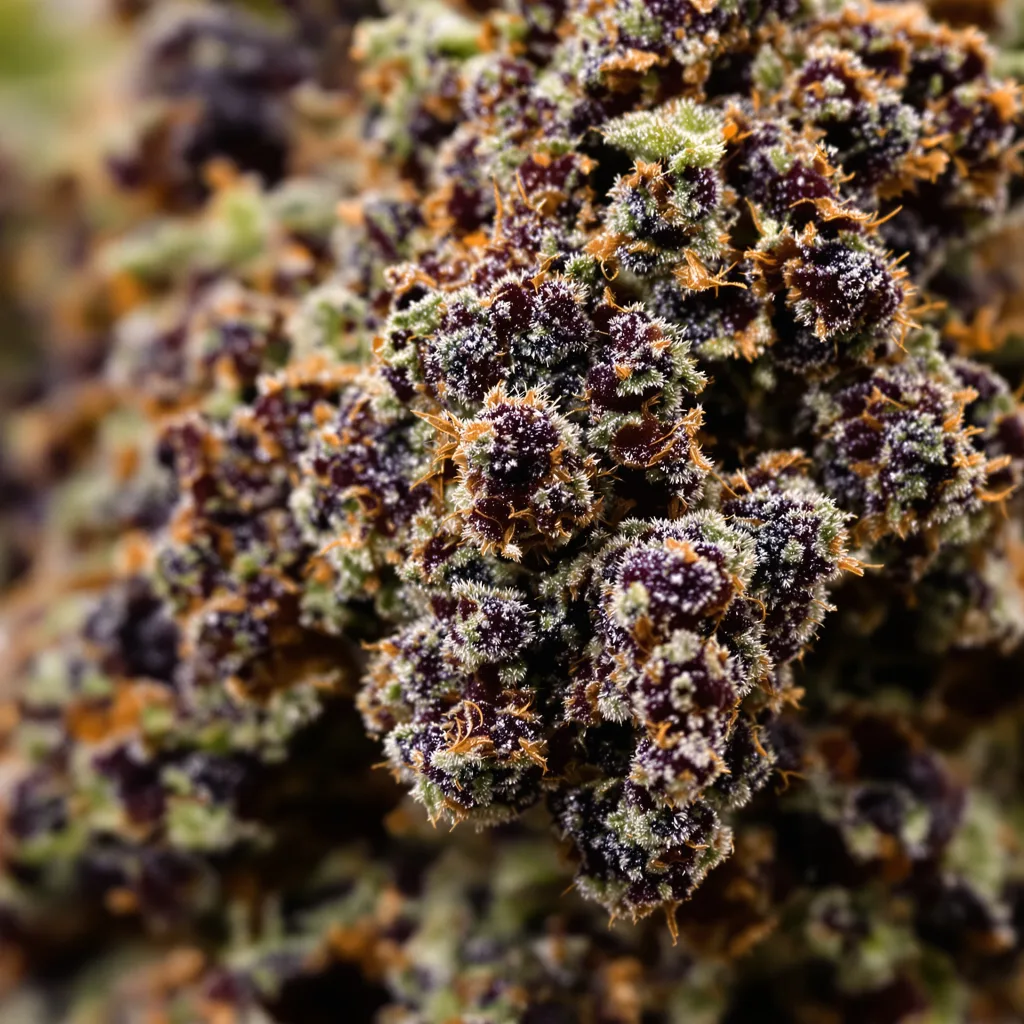 Afpak cannabis bud close-up showing dense purple-tinged calyxes