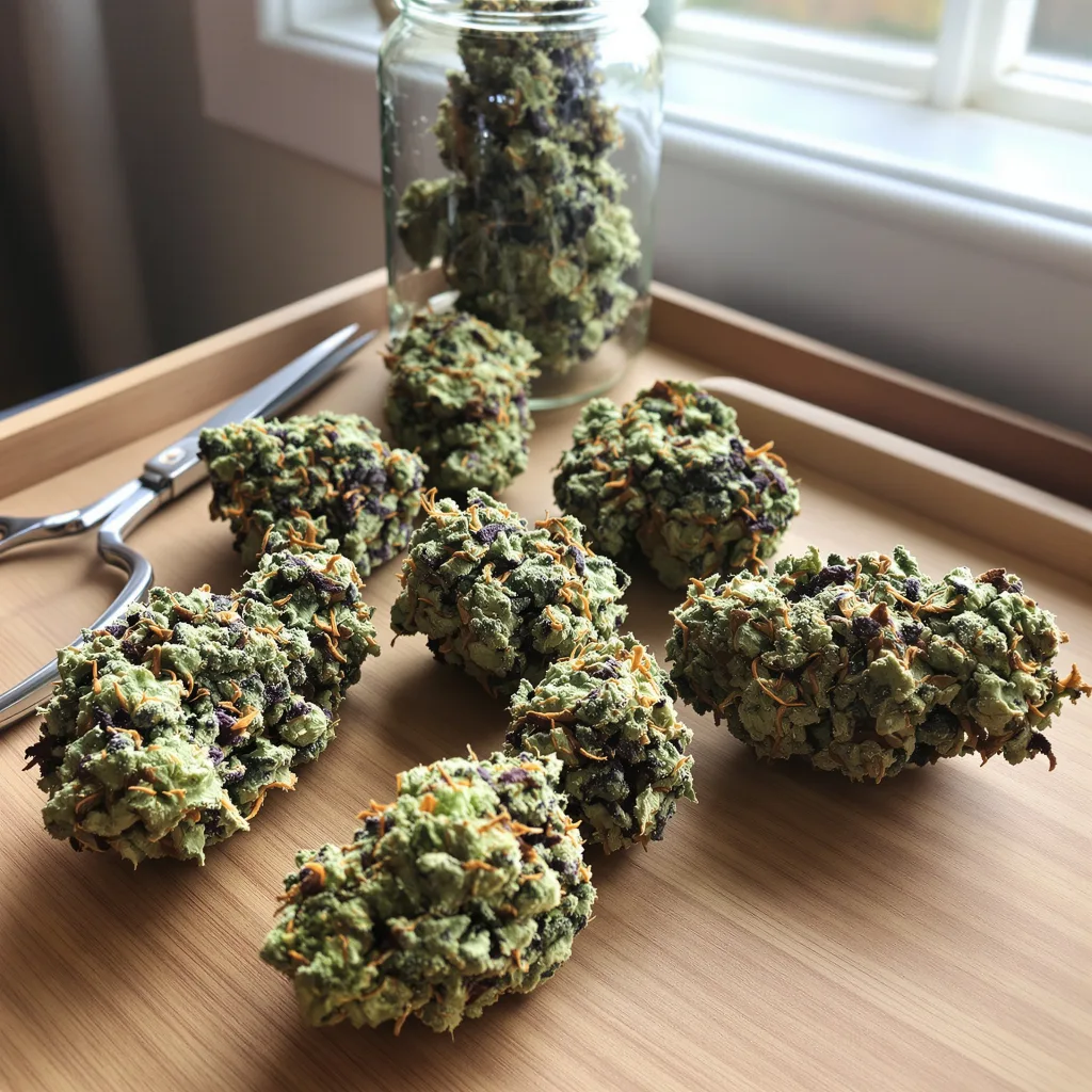 Afwreck 55% indica / 45% sativa flower with visible trichomes
