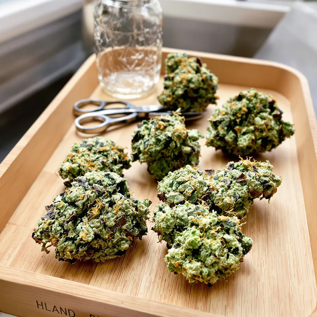Agent Orange 61% indica / 39% sativa flower with visible trichomes