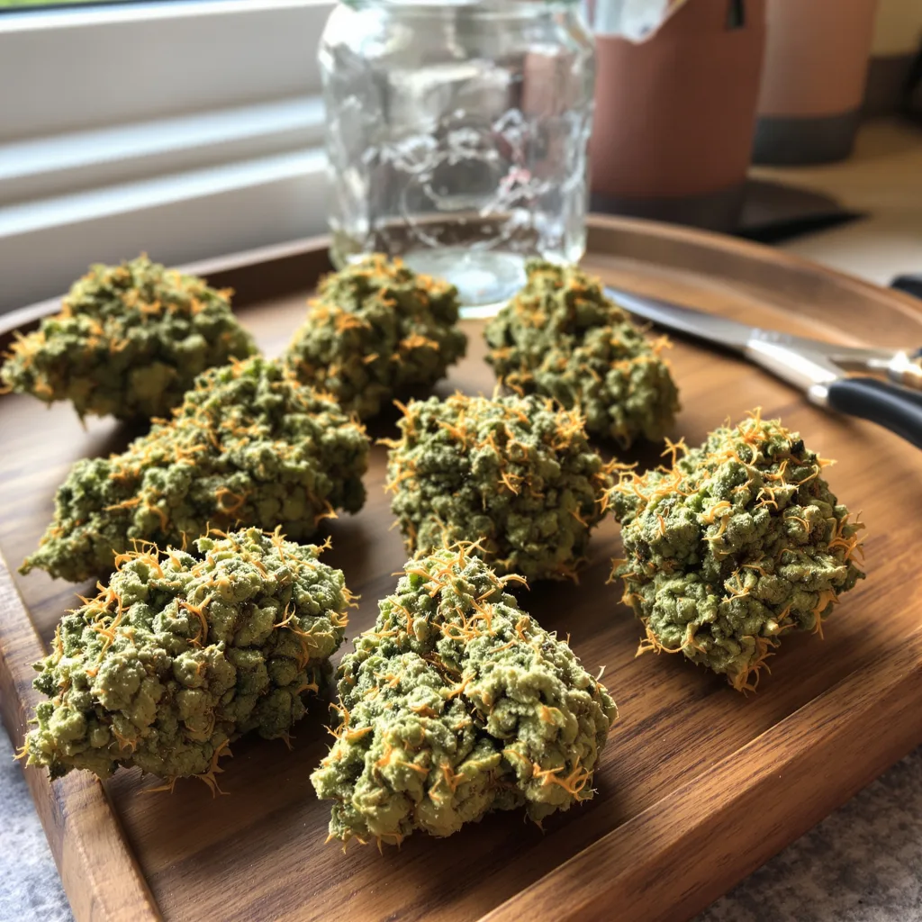 Agent Tangie 11% indica / 89% sativa flower with visible trichomes