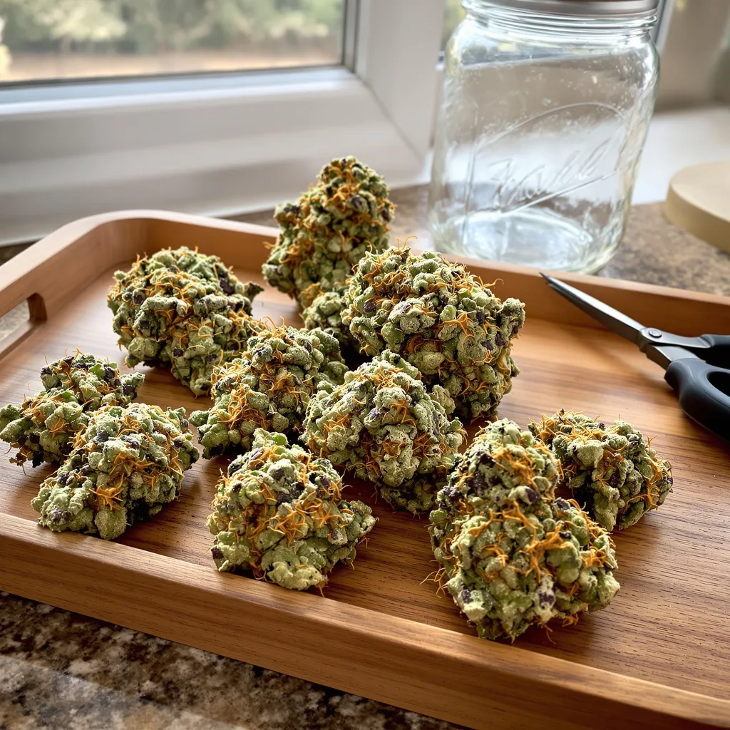 AK-47 48% indica / 52% sativa flower with visible trichomes