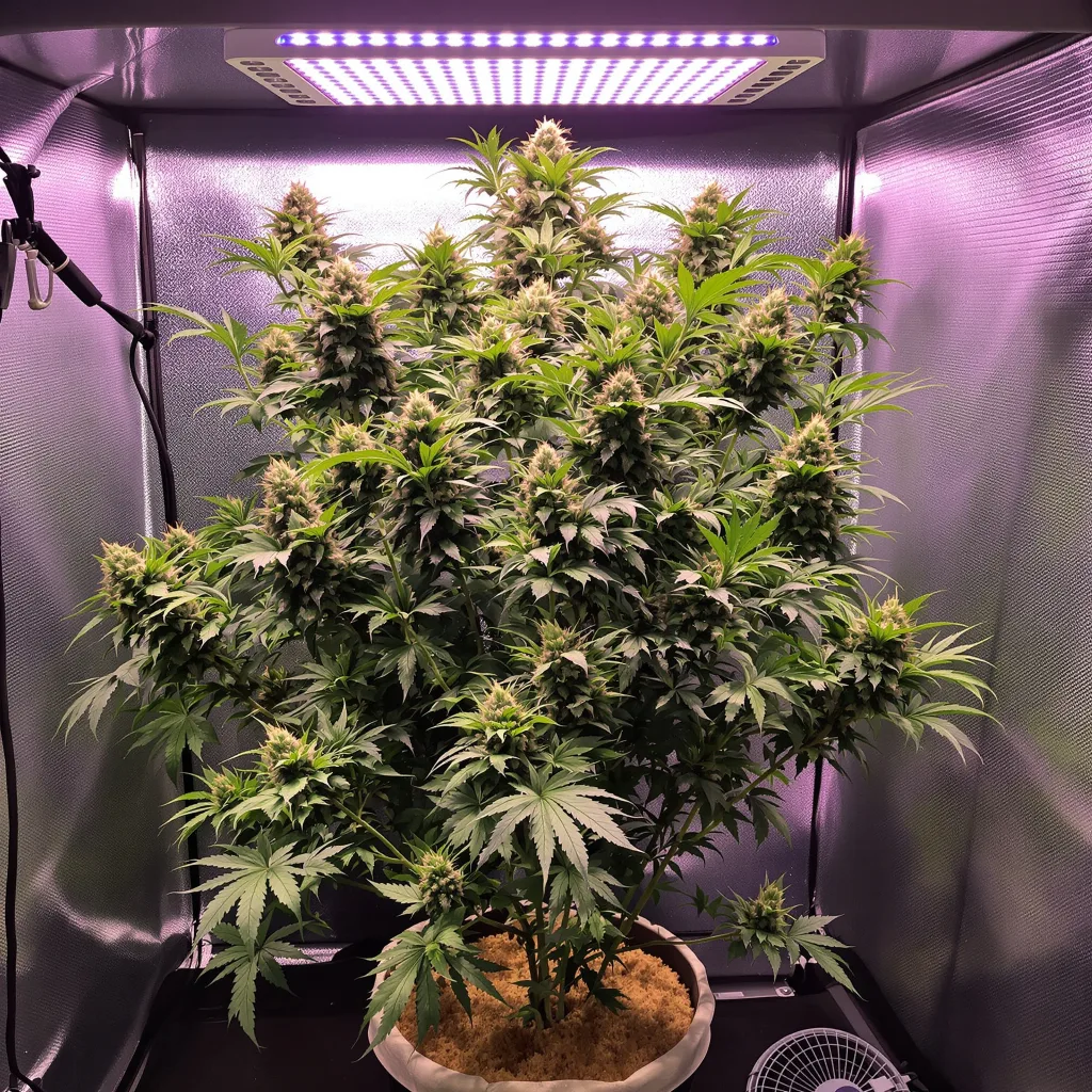 AK-48 51% indica / 49% sativa flower with visible trichomes