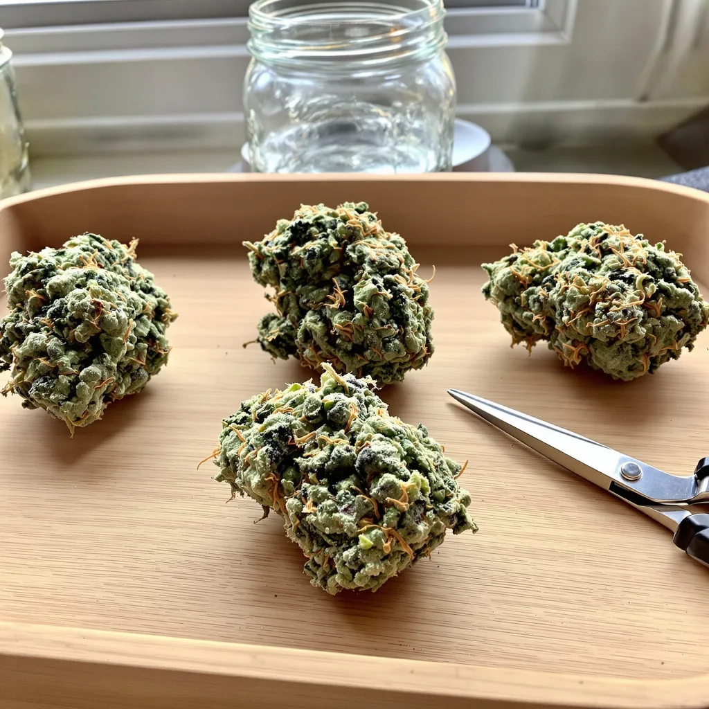 AK-48 51% indica / 49% sativa flower with visible trichomes
