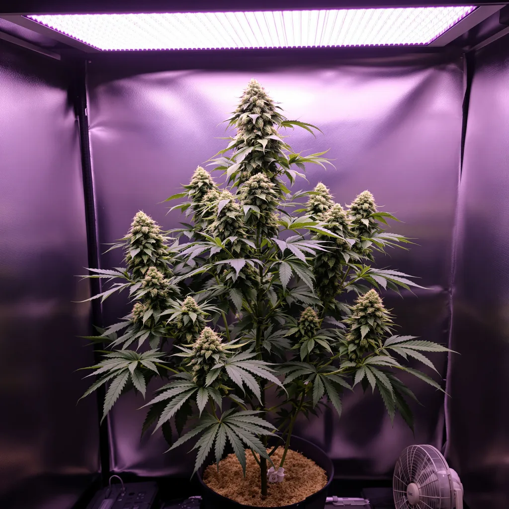 AK-48 51% indica / 49% sativa flower with visible trichomes
