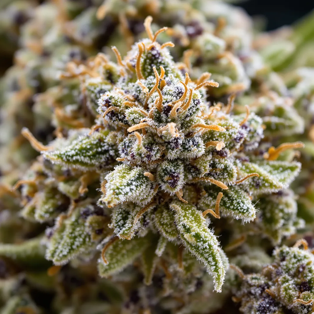 AK-48 cannabis bud close-up showing balanced bud structure with frosted trichomes