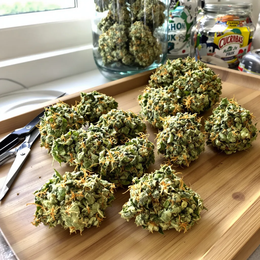 AK 6% indica / 94% sativa flower with visible trichomes