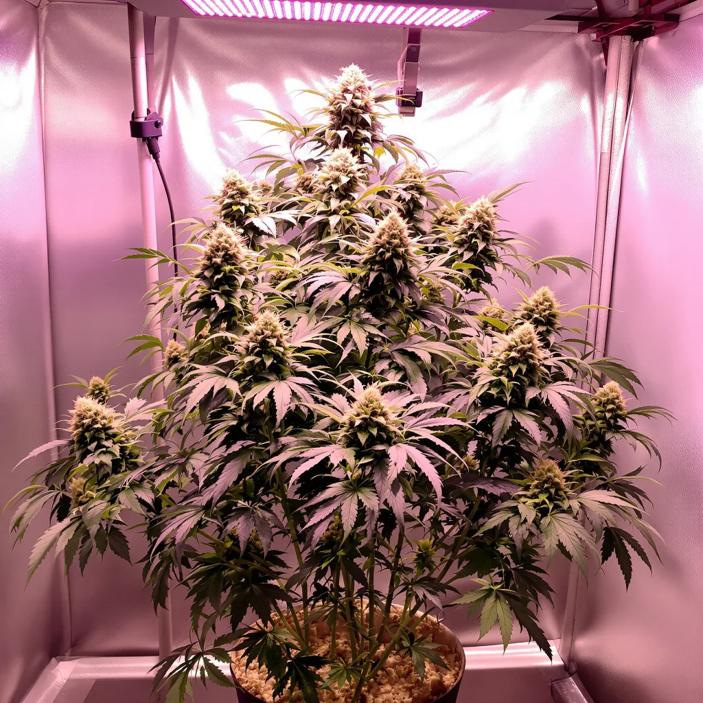 Alaska Thunderfuck 50% indica / 50% sativa flower with visible trichomes