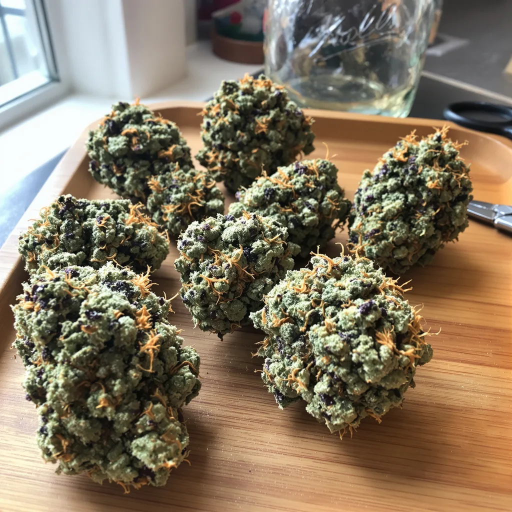 Alchemy 59% indica / 41% sativa flower with visible trichomes