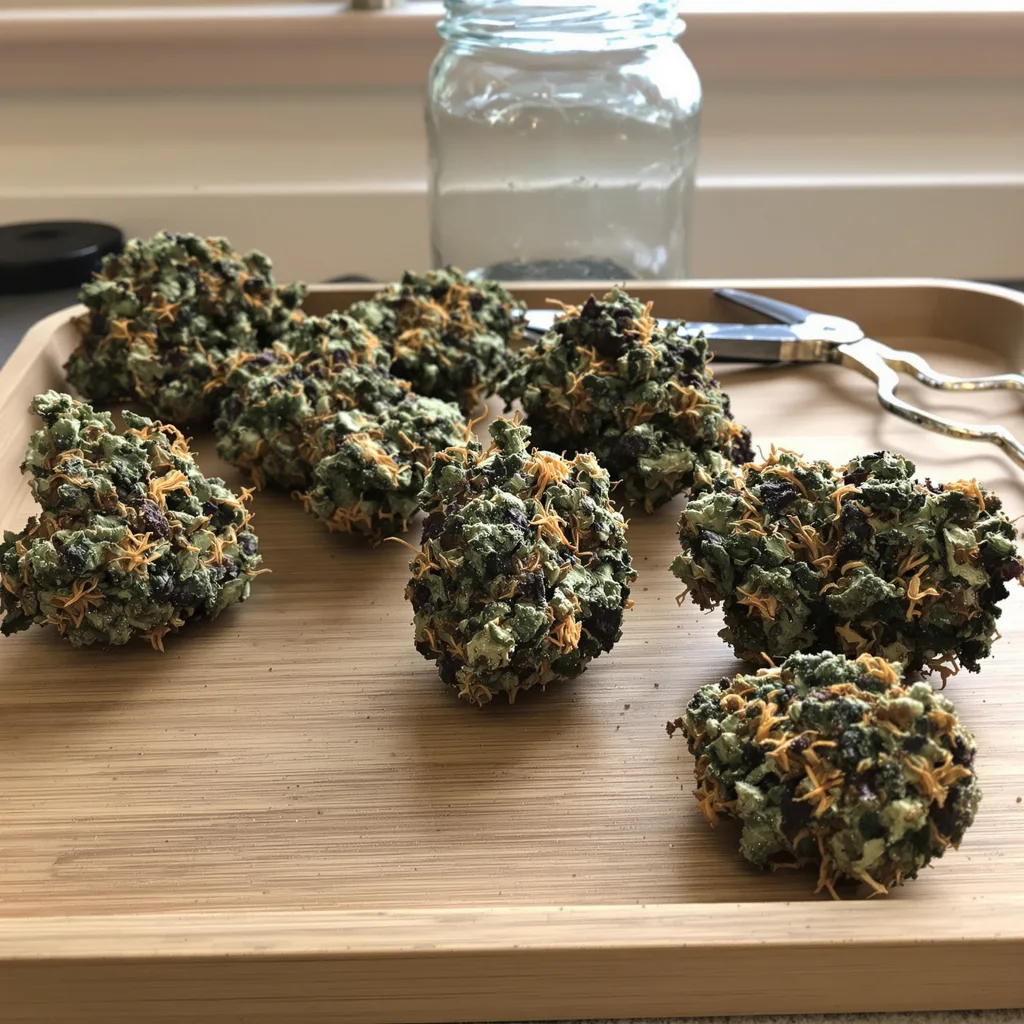 Alien Bubba 79% indica / 21% sativa flower with visible trichomes