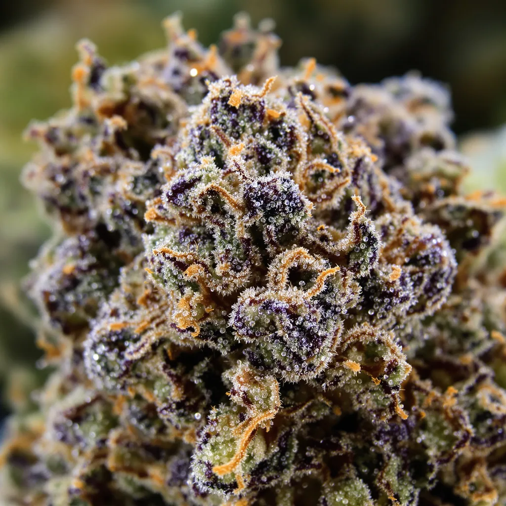 Alien Bubba cannabis bud close-up showing dense purple-tinged calyxes