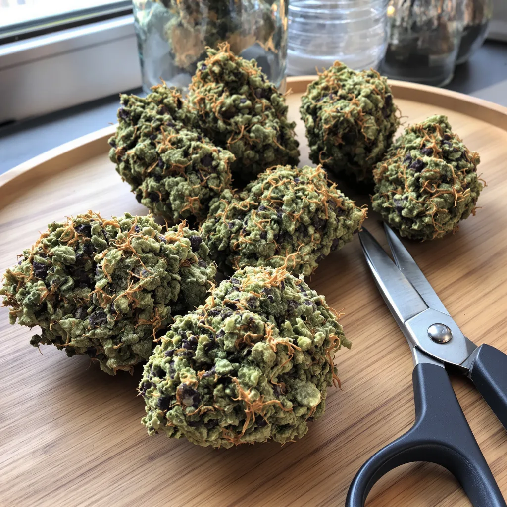 Alien Kush 52% indica / 48% sativa flower with visible trichomes