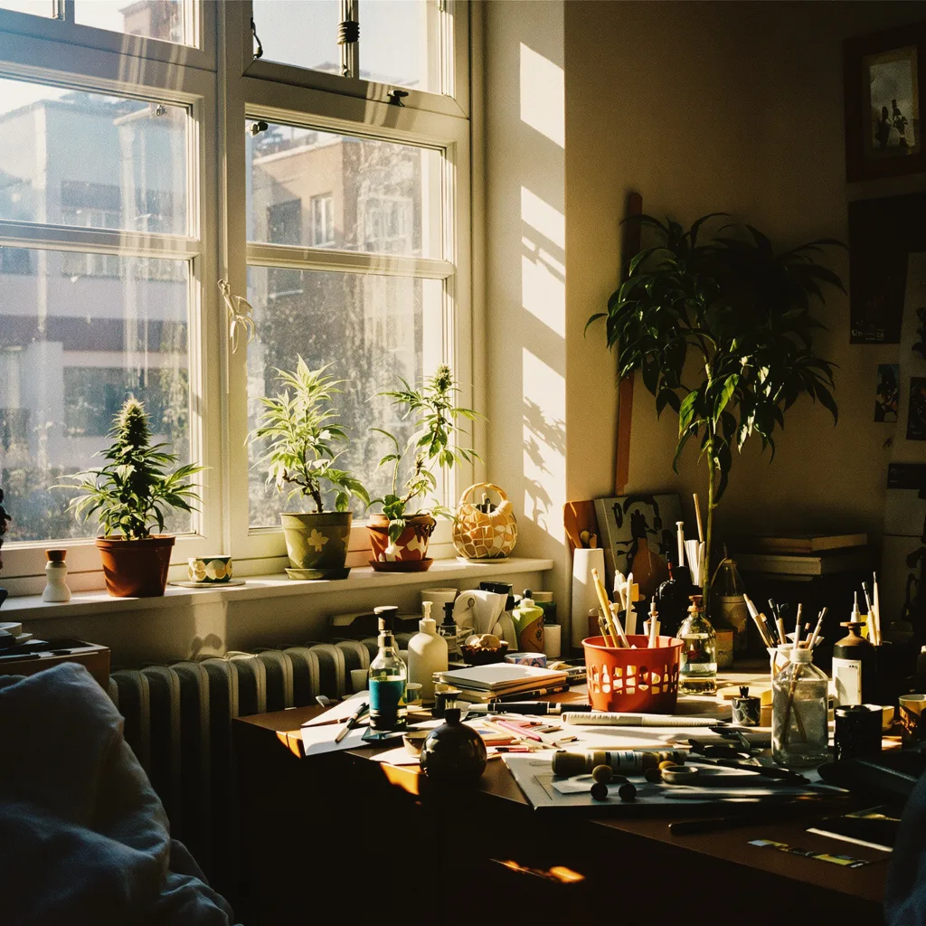 Alien Kush 52% indica / 48% sativa flower with visible trichomes