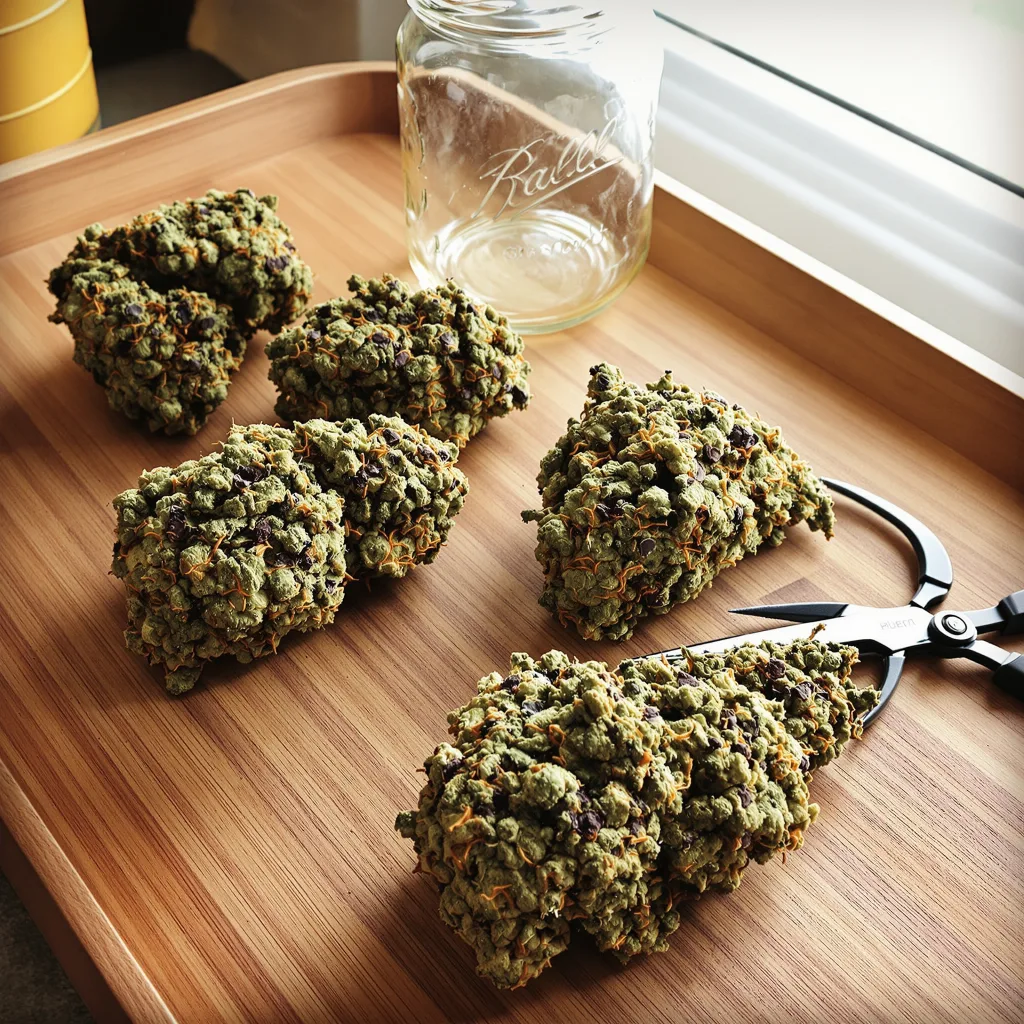 Alien Mints 88% indica / 12% sativa flower with visible trichomes