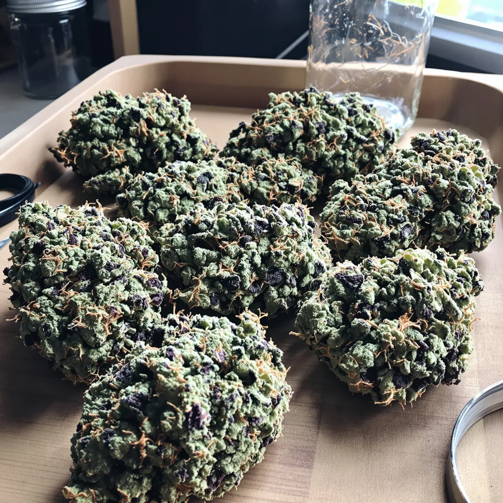 Alien Reunion 49% indica / 51% sativa flower with visible trichomes