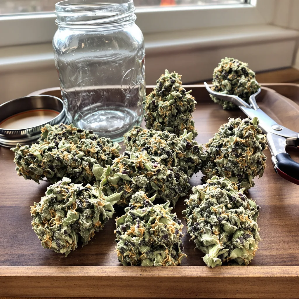 Alien Reunion 49% indica / 51% sativa flower with visible trichomes