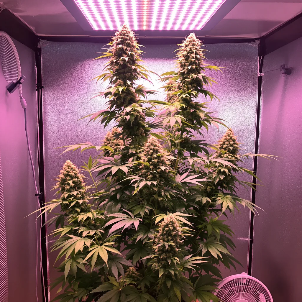 Alpha Blue 24% indica / 76% sativa flower with visible trichomes