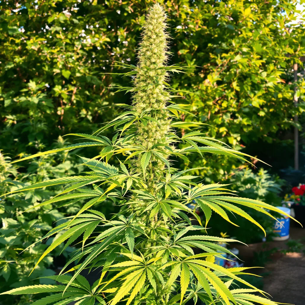 Alpha Blue 24% indica / 76% sativa flower with visible trichomes