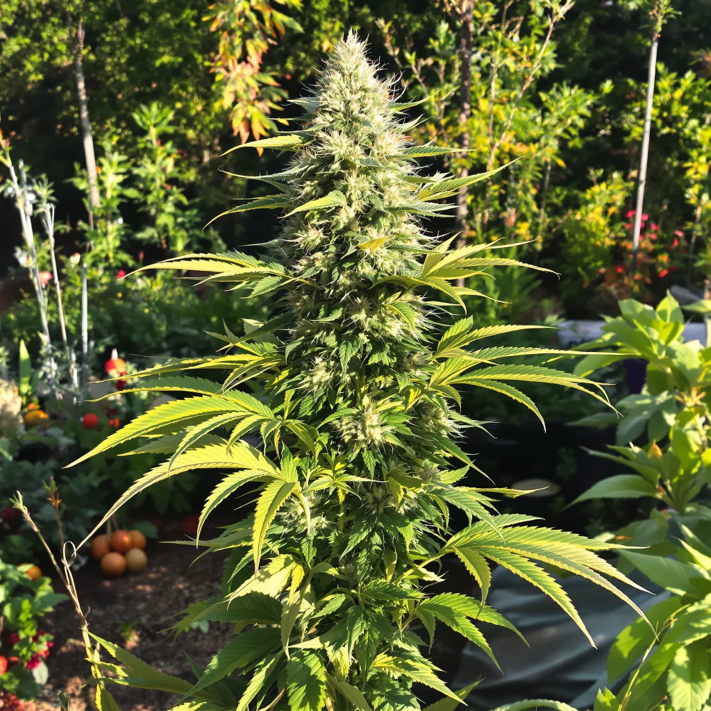 Alpine Blue 49% indica / 51% sativa flower with visible trichomes