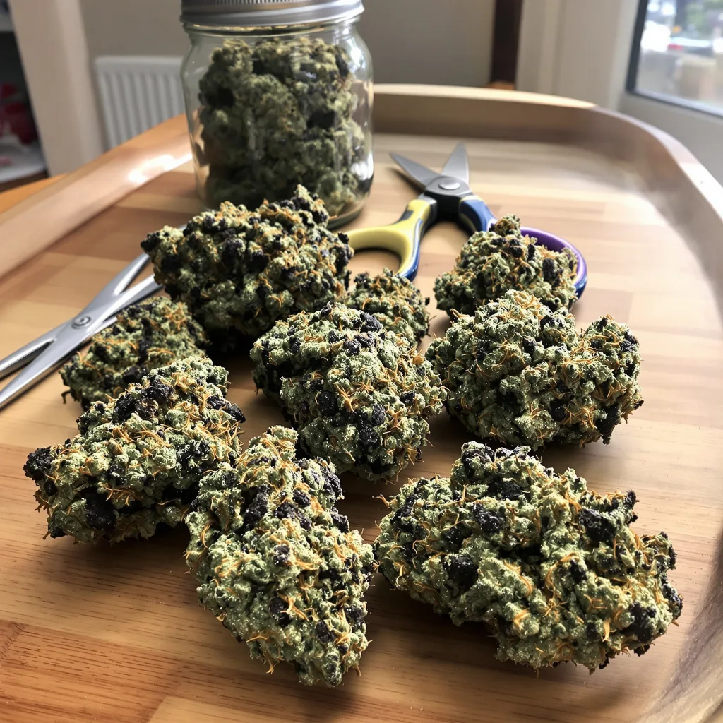 Alpine Star 65% indica / 35% sativa flower with visible trichomes