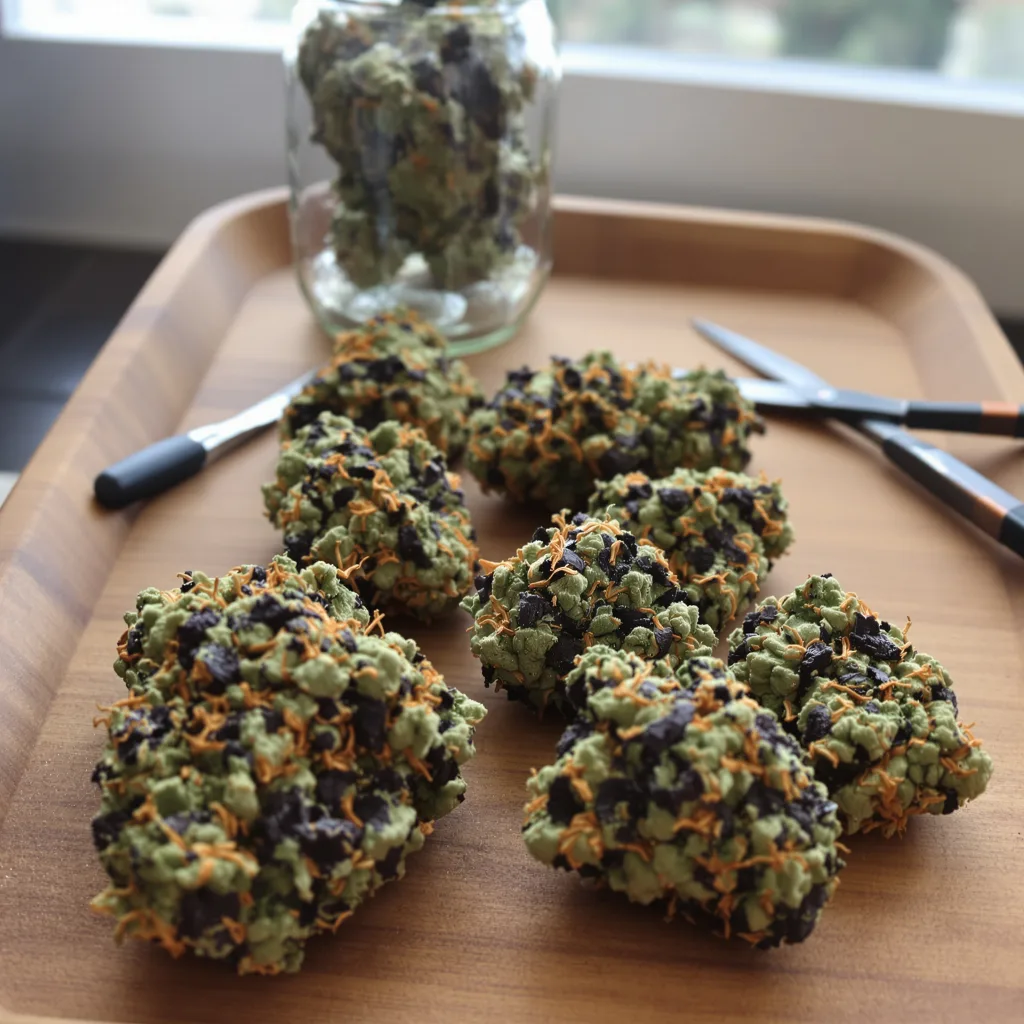 Amazonian 77% indica / 23% sativa flower with visible trichomes