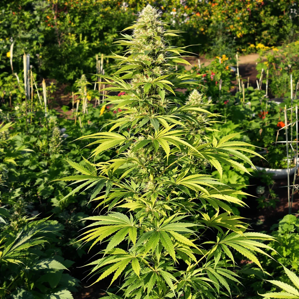 Ambrosia 16% indica / 84% sativa flower with visible trichomes