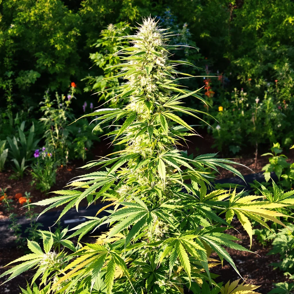 American Haze 16% indica / 84% sativa flower with visible trichomes