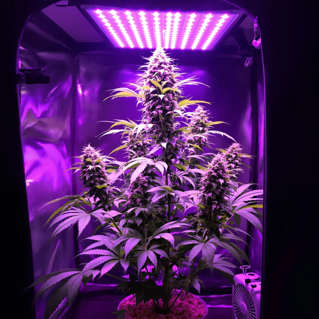 American Kush 76% indica / 24% sativa flower with visible trichomes