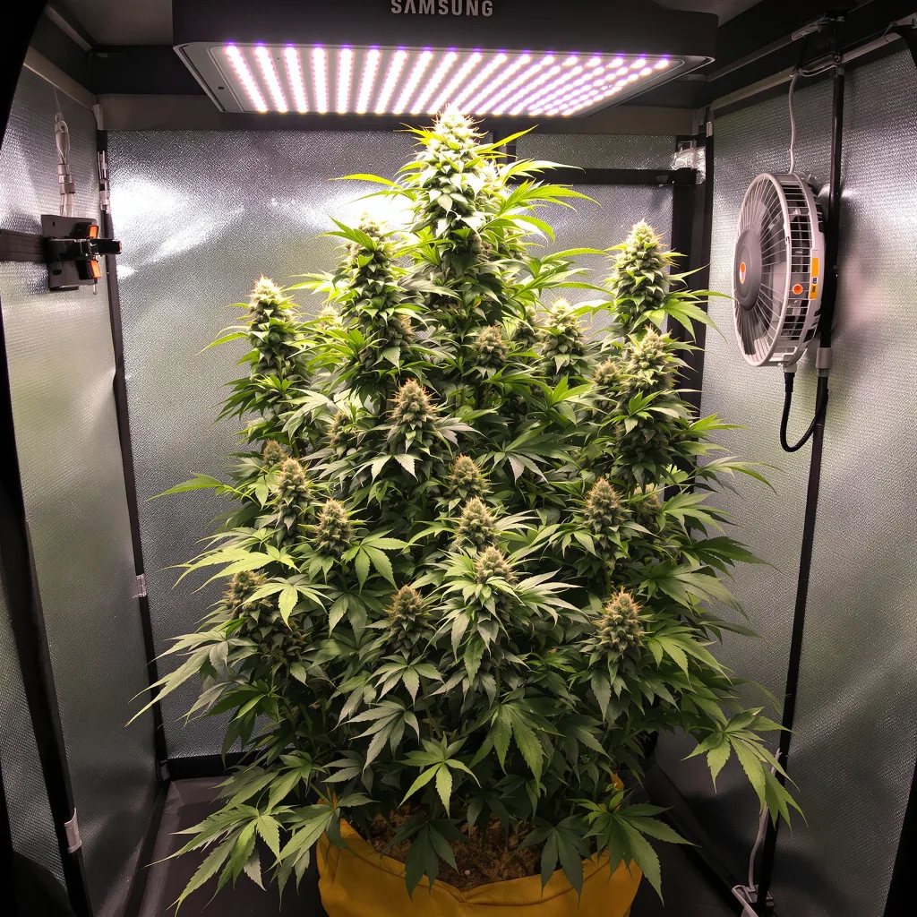 Amethyst 51% indica / 49% sativa flower with visible trichomes