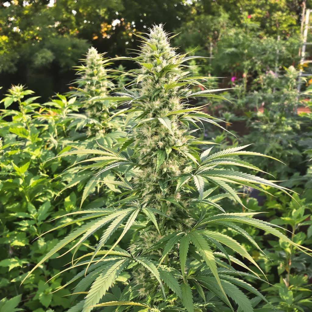 Amnesia Haze 12% indica / 88% sativa flower with visible trichomes