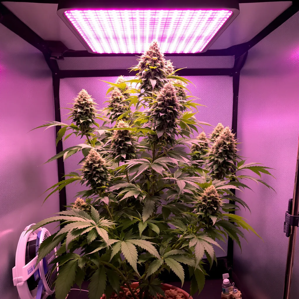 Amnesia Lemon 43% indica / 57% sativa flower with visible trichomes