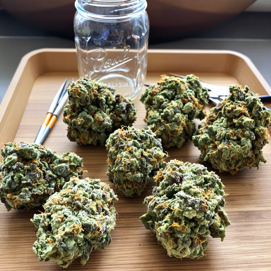 Amsterdam 62% indica / 38% sativa flower with visible trichomes