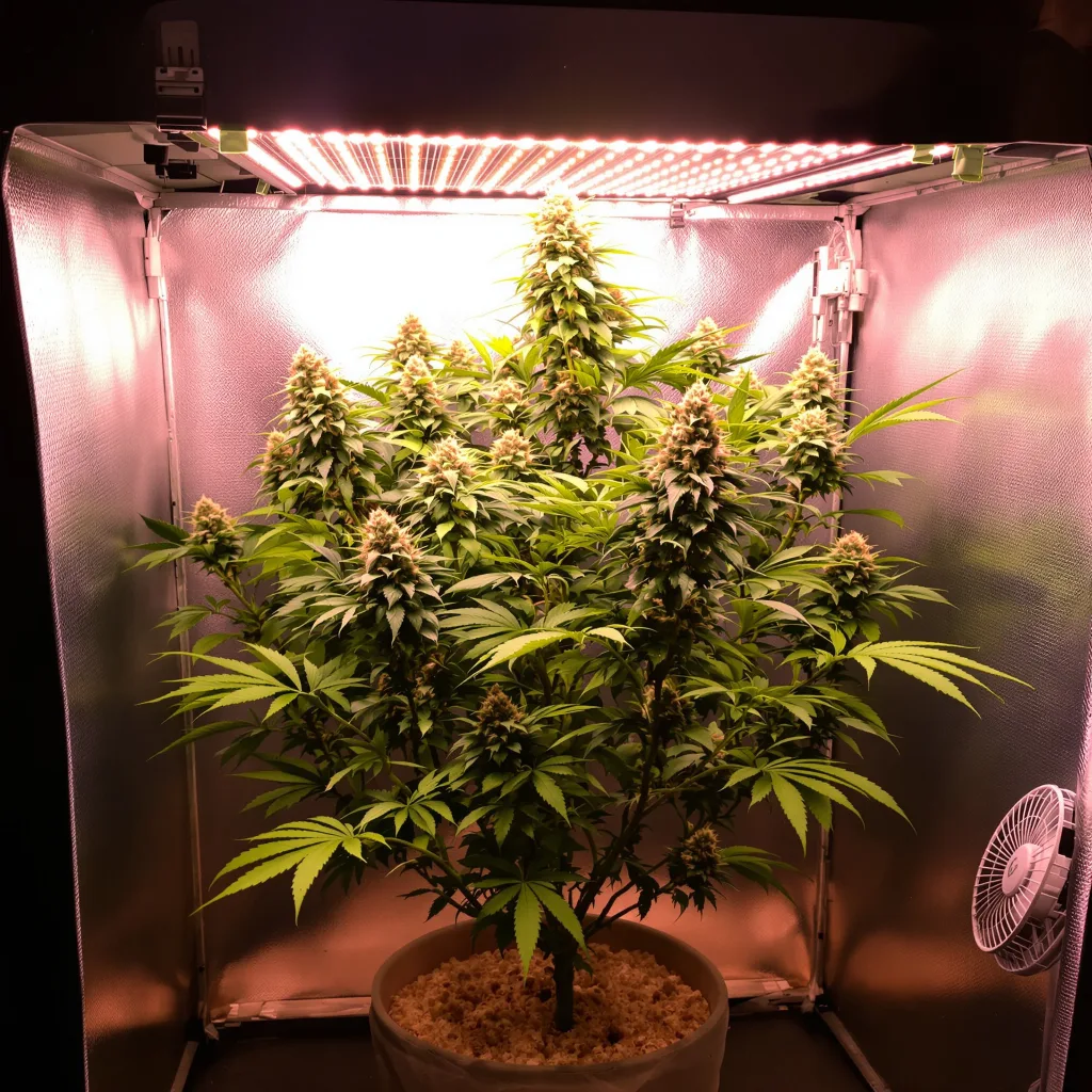 Amsterdam 62% indica / 38% sativa flower with visible trichomes