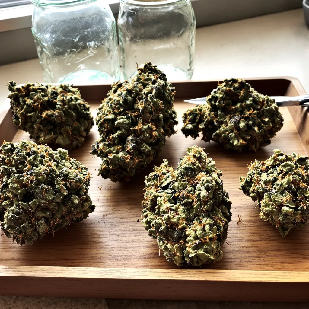 Anesthesia 74% indica / 26% sativa flower with visible trichomes