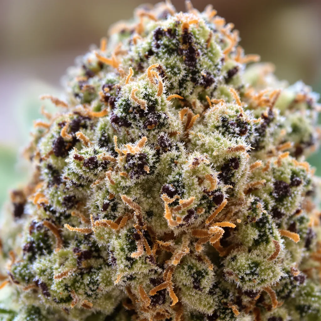 Ape Shit cannabis bud close-up showing balanced bud structure with frosted trichomes