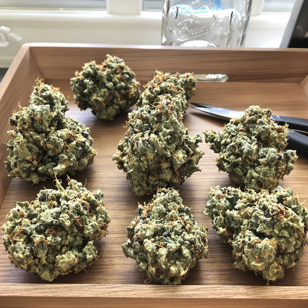 Apple Mintz 36% indica / 64% sativa flower with visible trichomes